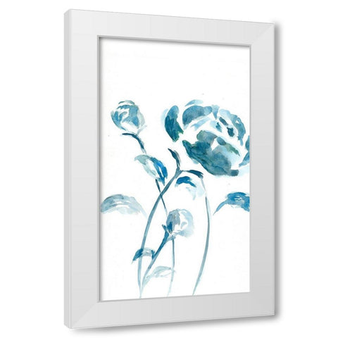 Blue Peonies II White Modern Wood Framed Art Print by Chapman, Marcy