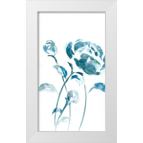 Blue Peonies II White Modern Wood Framed Art Print by Chapman, Marcy