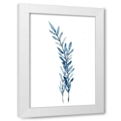 Farmhouse Leaves blue I White Modern Wood Framed Art Print by Chapman, Marcy