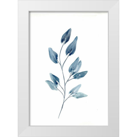Farmhouse Leaves blue II White Modern Wood Framed Art Print by Chapman, Marcy
