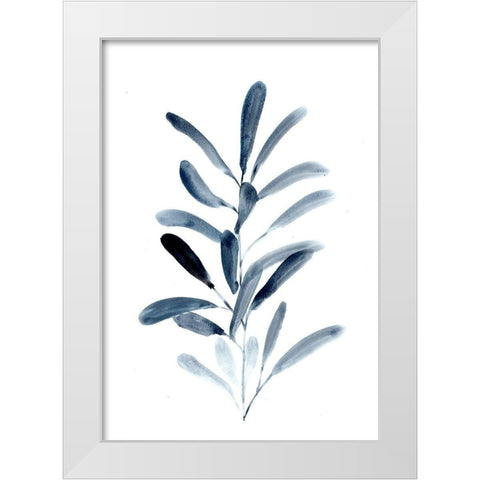 Farmhouse Leaves blue III White Modern Wood Framed Art Print by Chapman, Marcy