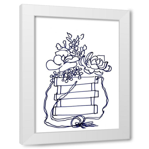 Hand Sketch Hanging Succulents blue White Modern Wood Framed Art Print by Chapman, Marcy