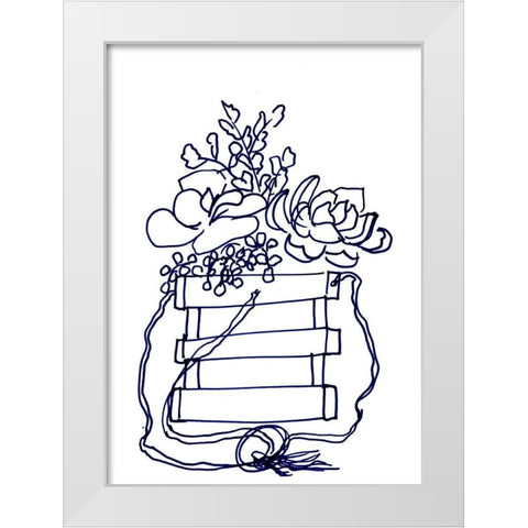 Hand Sketch Hanging Succulents blue White Modern Wood Framed Art Print by Chapman, Marcy