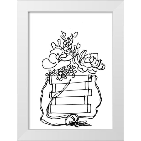 Hand Sketch Hanging Succulents black White Modern Wood Framed Art Print by Chapman, Marcy