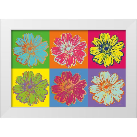 Flower Pop Art mosaic White Modern Wood Framed Art Print by Cusson, Marie Elaine