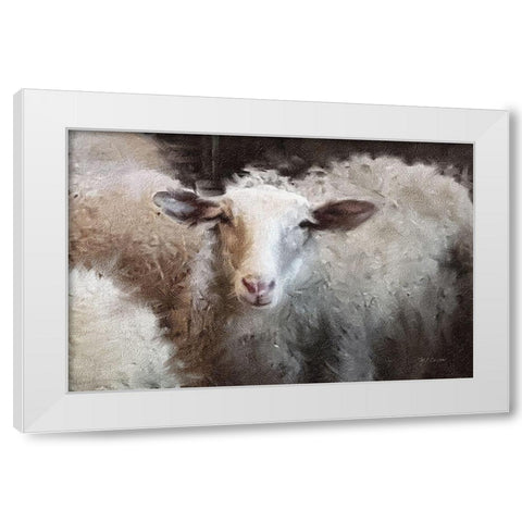 Sheeps Flock White Modern Wood Framed Art Print by Cusson, Marie Elaine