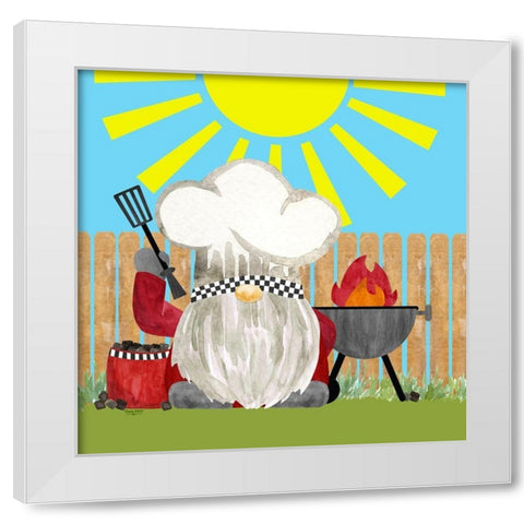 Gnome Grill Masters IV White Modern Wood Framed Art Print by Reed, Tara