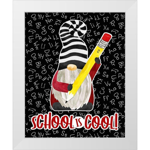 Teacher Gnomes portrait I-School is Cool White Modern Wood Framed Art Print by Reed, Tara