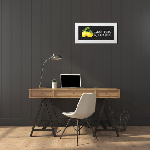 Live with Zest sentiment panel I-Bless this Kitchen White Modern Wood Framed Art Print by Reed, Tara