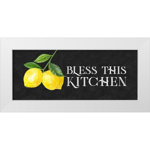 Live with Zest sentiment panel I-Bless this Kitchen White Modern Wood Framed Art Print by Reed, Tara