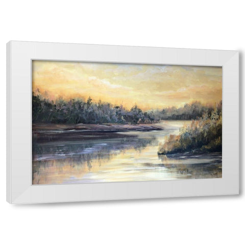 Golden Waters landscape White Modern Wood Framed Art Print by Tre Sorelle Studios