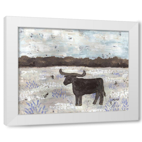 Longhorn  Field White Modern Wood Framed Art Print by Bryan, Kathleen