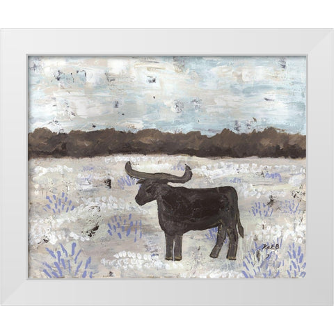 Longhorn  Field White Modern Wood Framed Art Print by Bryan, Kathleen