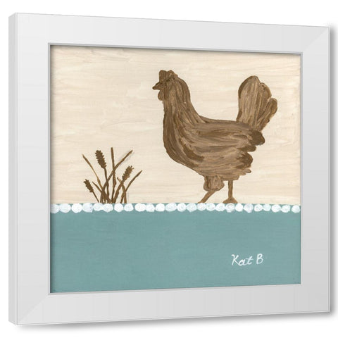 Out  to Pasture I-Brown Chicken White Modern Wood Framed Art Print by Bryan, Kathleen
