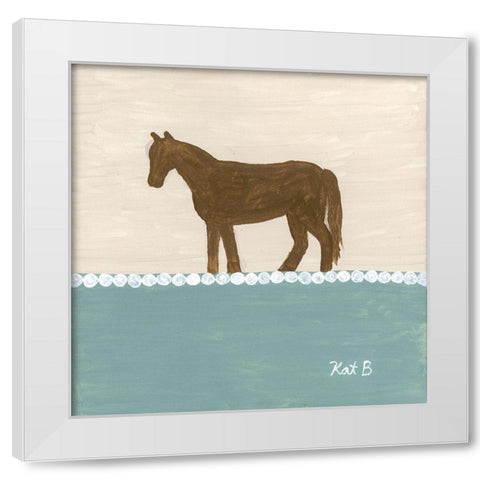 Out  to Pasture II-Brown Horse White Modern Wood Framed Art Print by Bryan, Kathleen