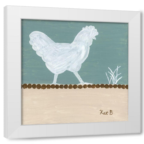 Out  to Pasture IV-White Chicken White Modern Wood Framed Art Print by Bryan, Kathleen