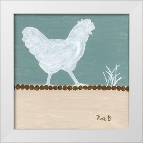 Out  to Pasture IV-White Chicken White Modern Wood Framed Art Print by Bryan, Kathleen