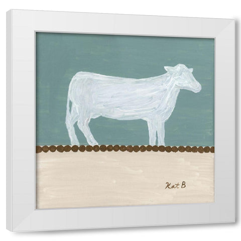 Out  to Pasture V-White Cow White Modern Wood Framed Art Print by Bryan, Kathleen