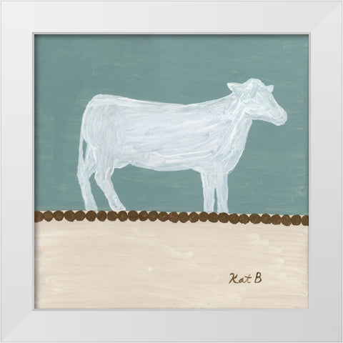 Out  to Pasture V-White Cow White Modern Wood Framed Art Print by Bryan, Kathleen
