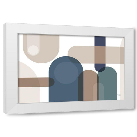 Metro  67 blue White Modern Wood Framed Art Print by PELA