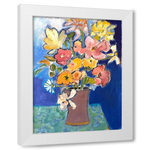 Table Blooms White Modern Wood Framed Art Print by Marie, Susanne