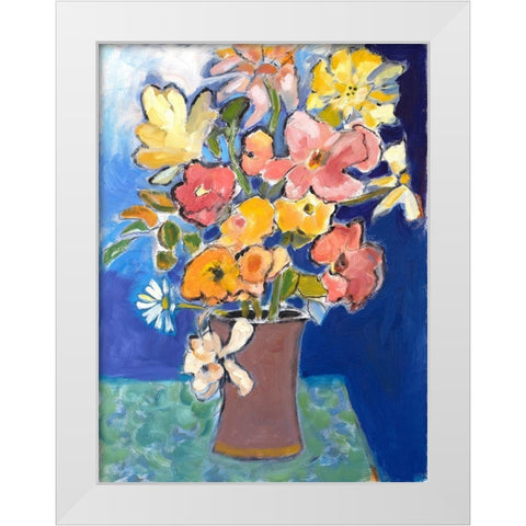 Table Blooms White Modern Wood Framed Art Print by Marie, Susanne