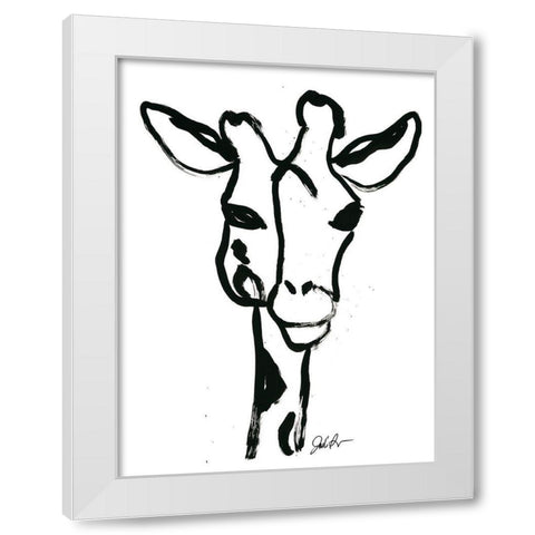 Inked Safari III-Giraffe 1 White Modern Wood Framed Art Print by Augustine, Jodi