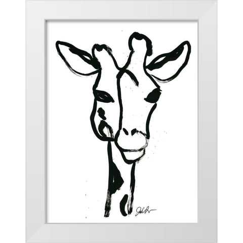 Inked Safari III-Giraffe 1 White Modern Wood Framed Art Print by Augustine, Jodi