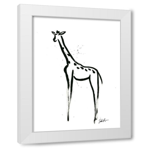 Inked Safari IV-Giraffe 2 White Modern Wood Framed Art Print by Augustine, Jodi