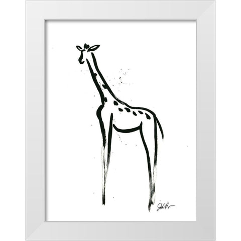Inked Safari IV-Giraffe 2 White Modern Wood Framed Art Print by Augustine, Jodi