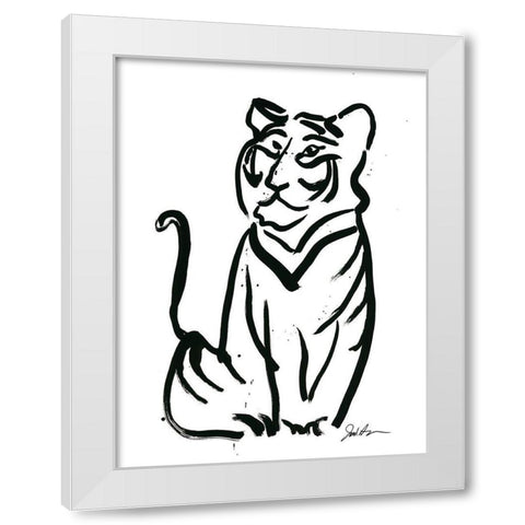 Inked Safari V-Tiger White Modern Wood Framed Art Print by Augustine, Jodi