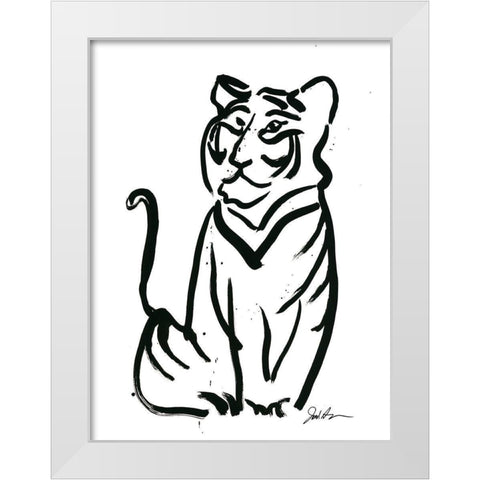 Inked Safari V-Tiger White Modern Wood Framed Art Print by Augustine, Jodi