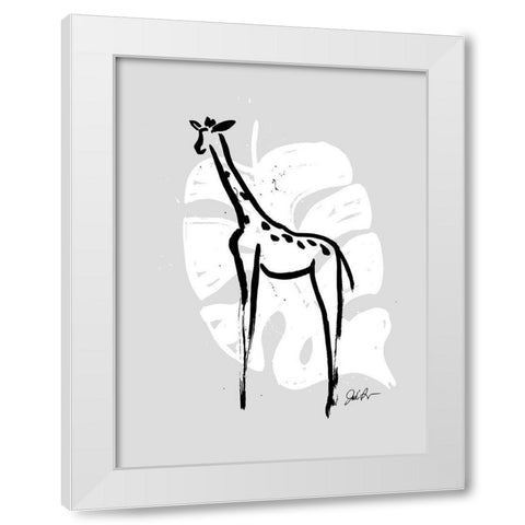 Inked Safari Leaves IV-Giraffe 2 White Modern Wood Framed Art Print by Augustine, Jodi