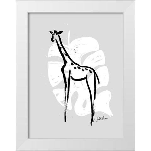 Inked Safari Leaves IV-Giraffe 2 White Modern Wood Framed Art Print by Augustine, Jodi
