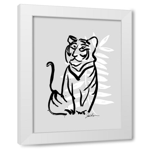 Inked Safari Leaves V-Tiger White Modern Wood Framed Art Print by Augustine, Jodi