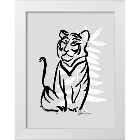 Inked Safari Leaves V-Tiger White Modern Wood Framed Art Print by Augustine, Jodi