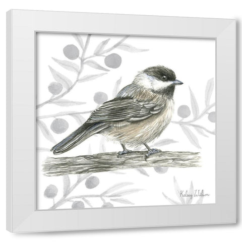 Backyard Birds II-Chickadee White Modern Wood Framed Art Print by Wilson, Kelsey