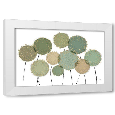 Bloom in Green White Modern Wood Framed Art Print by Pela