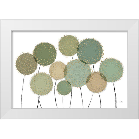 Bloom in Green White Modern Wood Framed Art Print by Pela