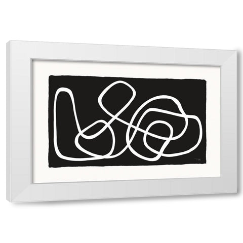 Lines And Curves on black I White Modern Wood Framed Art Print by Pela