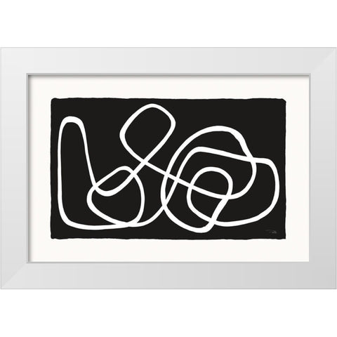 Lines And Curves on black I White Modern Wood Framed Art Print by Pela