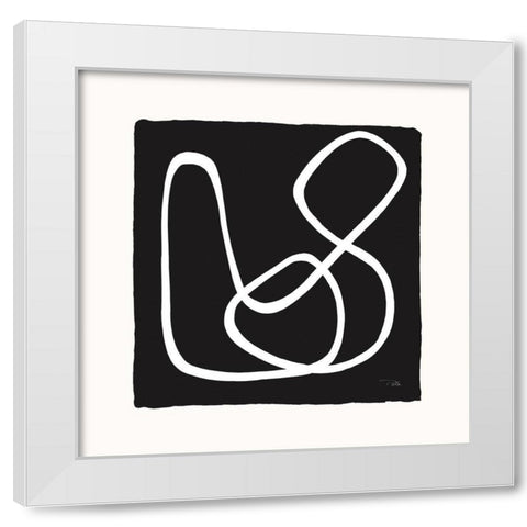 Lines And Curves on black II White Modern Wood Framed Art Print by Pela