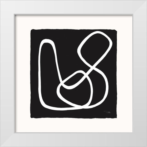 Lines And Curves on black II White Modern Wood Framed Art Print by Pela