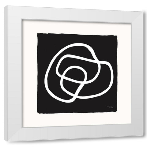 Lines And Curves on black III White Modern Wood Framed Art Print by Pela