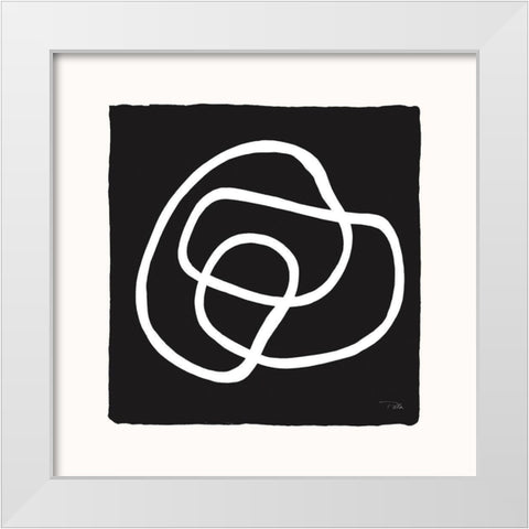 Lines And Curves on black III White Modern Wood Framed Art Print by Pela