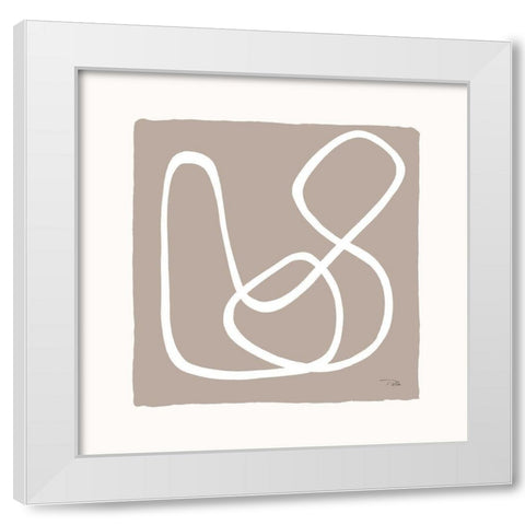 Lines And Curves on greige II White Modern Wood Framed Art Print by Pela