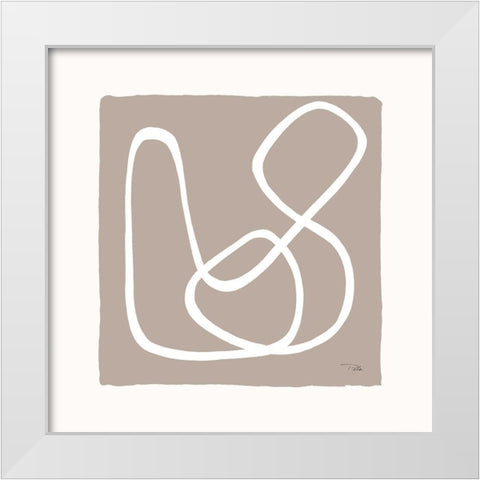 Lines And Curves on greige II White Modern Wood Framed Art Print by Pela