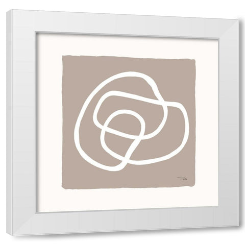 Lines And Curves on greige III White Modern Wood Framed Art Print by Pela