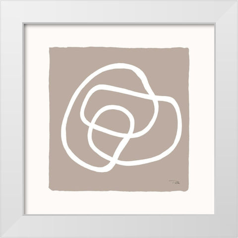 Lines And Curves on greige III White Modern Wood Framed Art Print by Pela