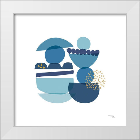 Crowded Forms blue III White Modern Wood Framed Art Print by Pela